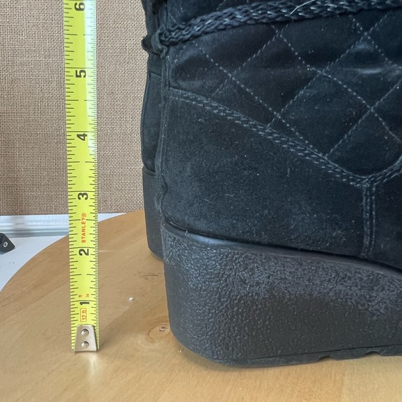 MARC JACOBS Black Quilted Suede Faux Fur Platform Wedge Tall Boots Size 39 - Picture 12 of 14